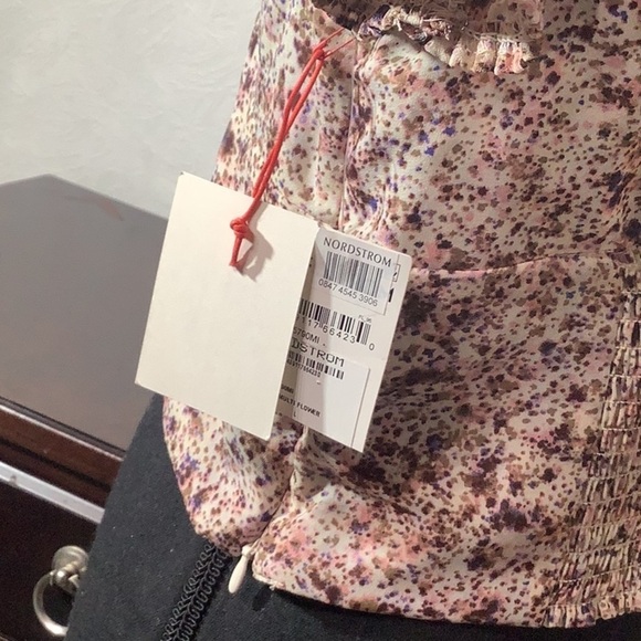 Open Edit NEW -Sz L - floral deep ruffled tiered plunge crop flowy ballon blouse - Picture 5 of 7